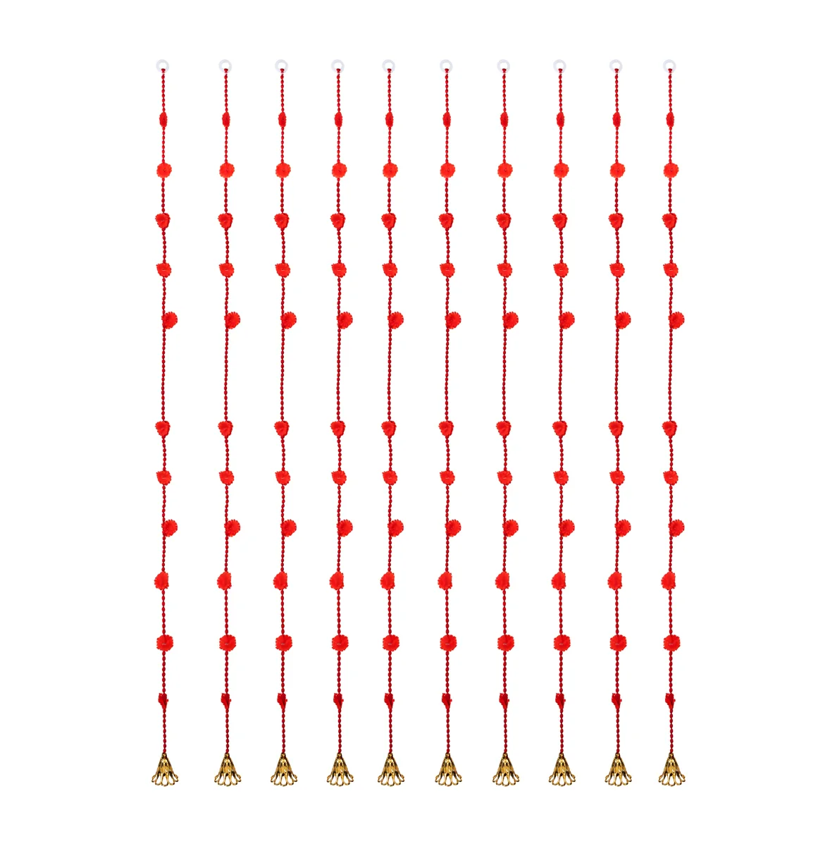 Floral Bead Door Toran - 64 Inches | 10 Pcs Set / Flower Thoranam with Bell/ Door Hanging for Home Entrance
