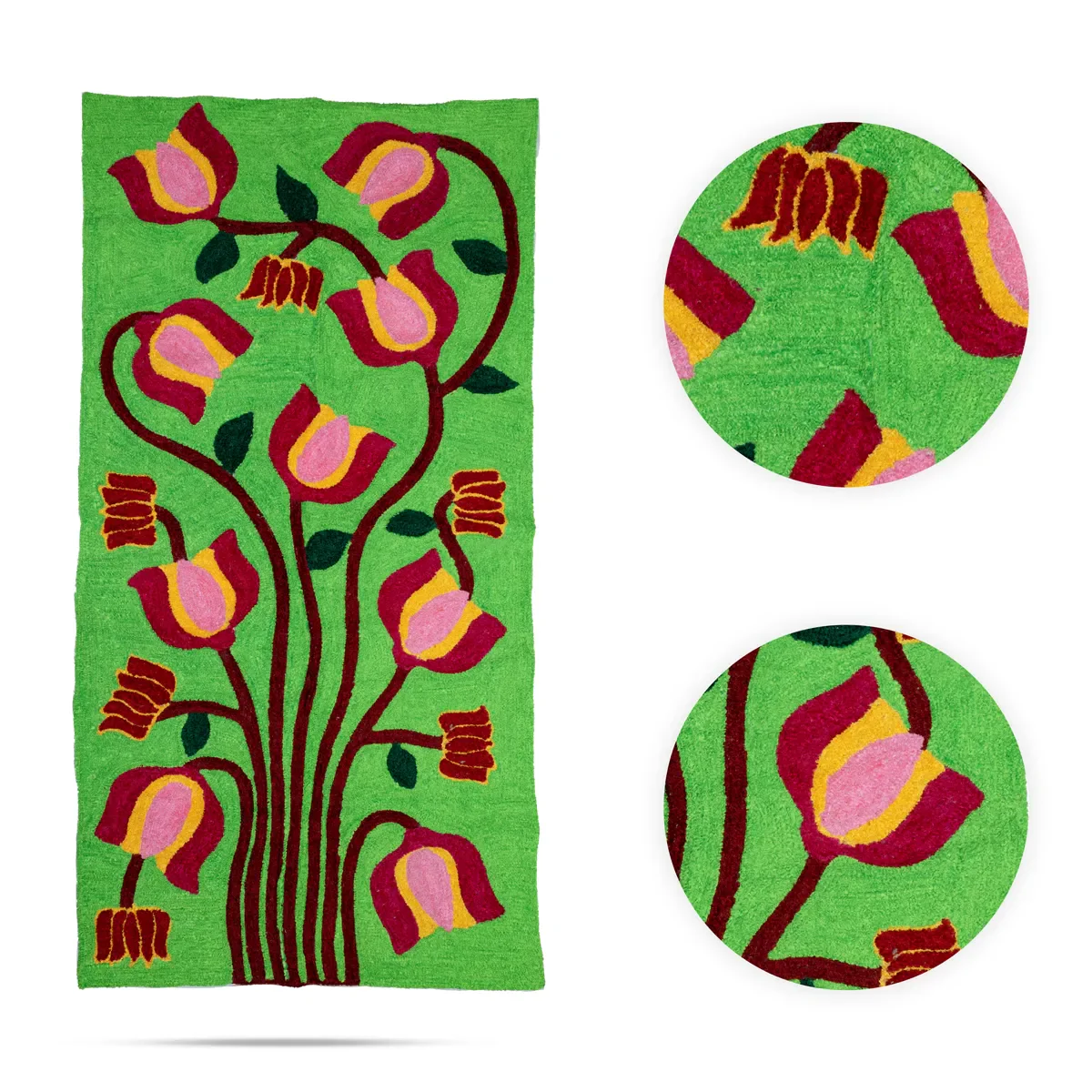Floral Rangoli Mat - 4 x 8 Feet | Large Canvas Floor Mat / Decorative Mat For Festival & Pooja Use - Image 2