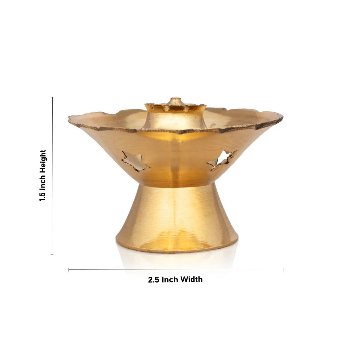 Flower Design Incense Holder With Base - 1.5 x 2.5 Inches | Brass Agarbathi Stand/ Agarbatti Stand for Pooja - Image 4