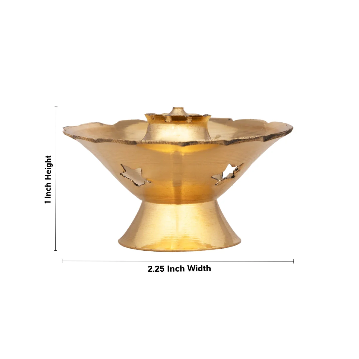Flower Design Incense Holder With Base - 1 x 2.25 Inches | Brass Agarbathi Stand/ Agarbatti Stand for Pooja - Image 4