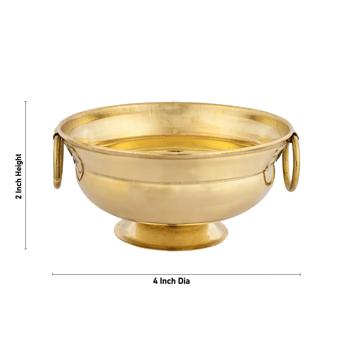 Flower Pot With Handle - 2 x 4 Inches | Brass Urli Decor/ Uruli With Base for Home Decor - Image 3