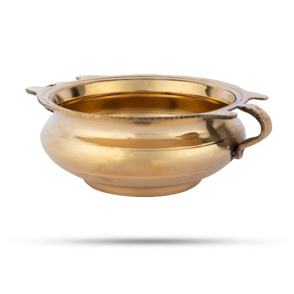 Flower Pot With Handle - 3 x 7.5 Inches | Brass Urli Decor/ Uruli With Base for Home Decor - Image 4