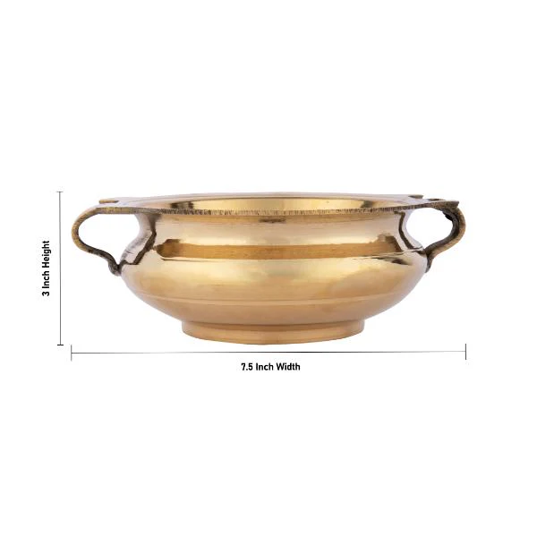 Flower Pot With Handle - 3 x 7.5 Inches | Brass Urli Decor/ Uruli With Base for Home Decor - Image 5