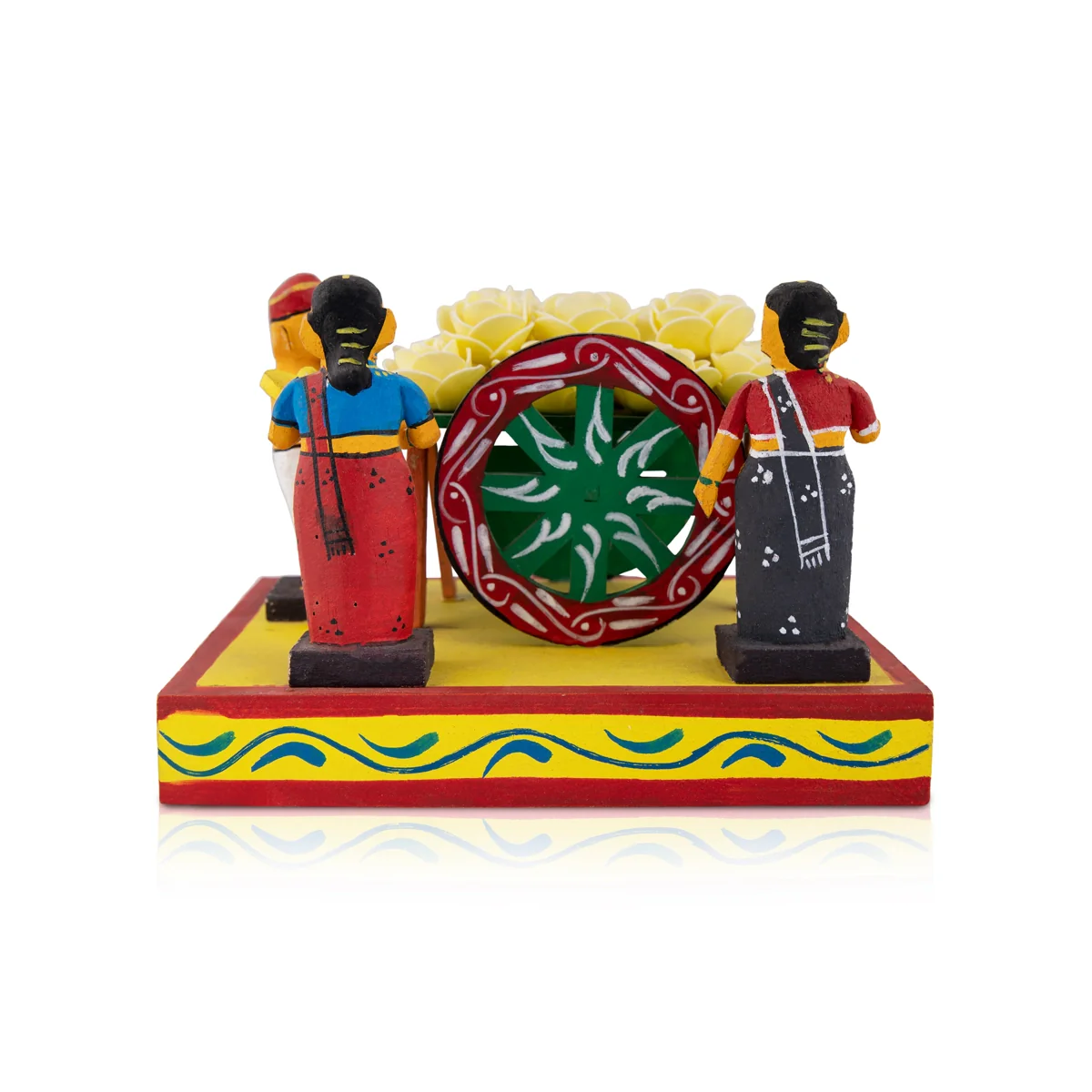 Flower Seller Lady Wooden Golu Bommai - 6 x 8 Inches | Golu Doll/ Navaratri Golu Bomma/ Gombe/ Bommai - Image 2