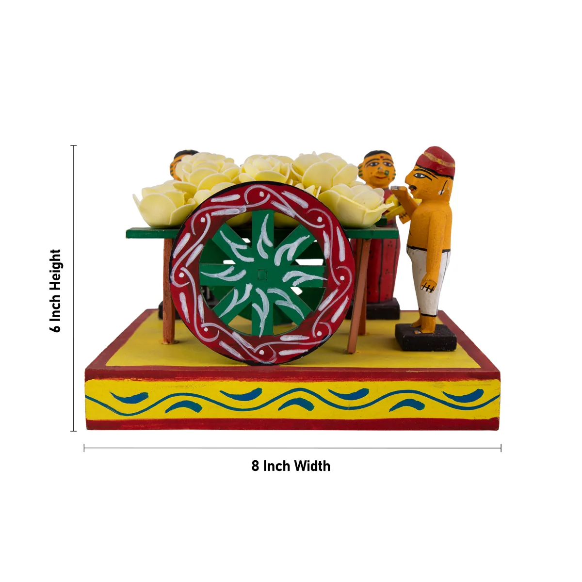 Flower Seller Lady Wooden Golu Bommai - 6 x 8 Inches | Golu Doll/ Navaratri Golu Bomma/ Gombe/ Bommai - Image 3