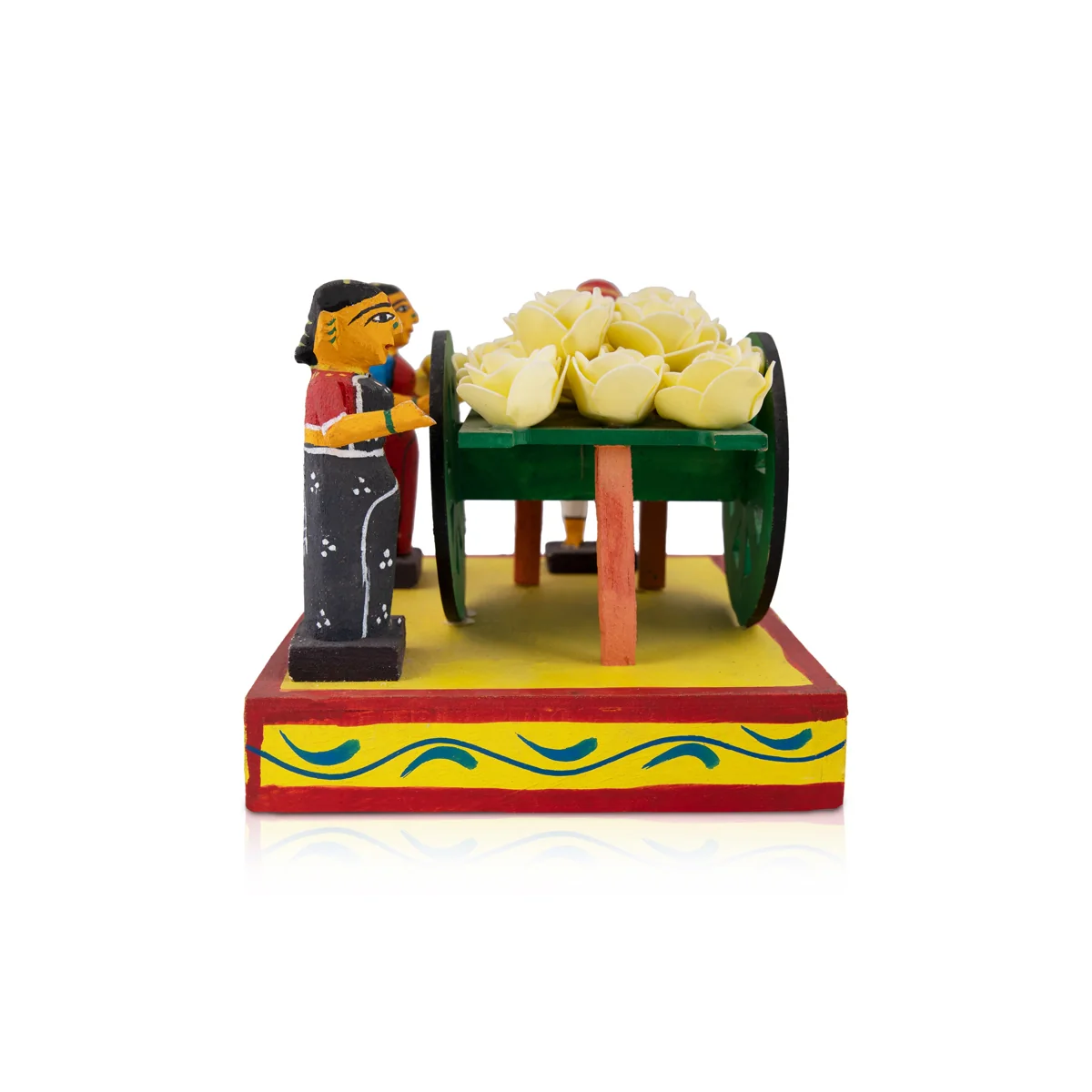 Flower Seller Lady Wooden Golu Bommai - 6 x 8 Inches | Golu Doll/ Navaratri Golu Bomma/ Gombe/ Bommai - Image 6
