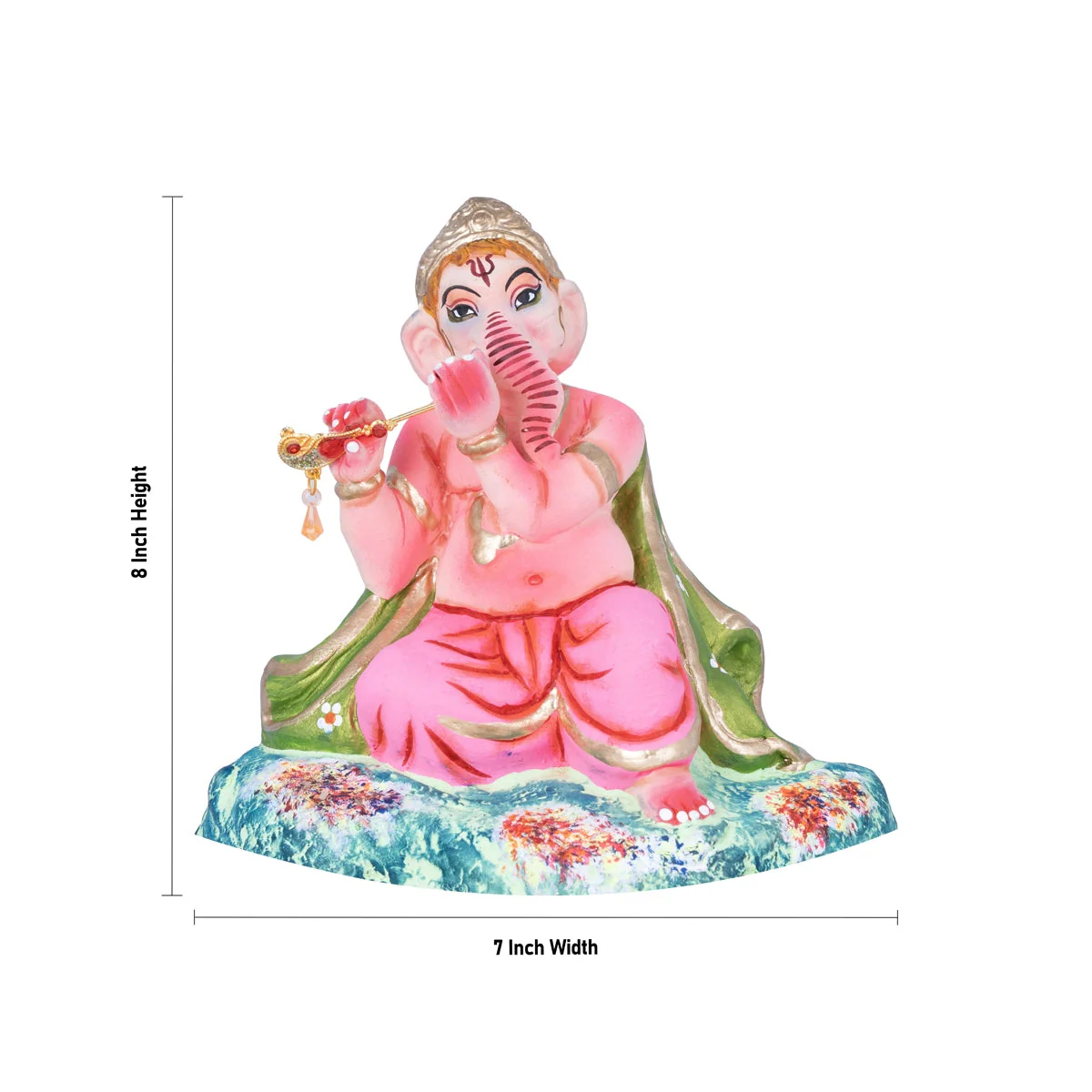 Flute Ganesh Murti Clay Golu Bommai - 8 X 7 Inches | Navaratri Gombe/ Giri Golu Doll/ Navratri Decor - Image 5
