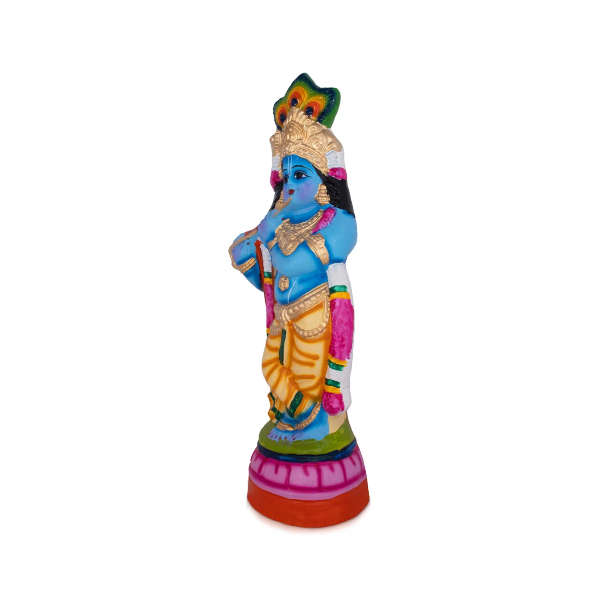 Flute Krishna Murti Paper Mache Golu Bommai- 18 X 7 Inches | Navaratri Golu Gombe/Giri Golu Doll/Navratri Decor - Image 3