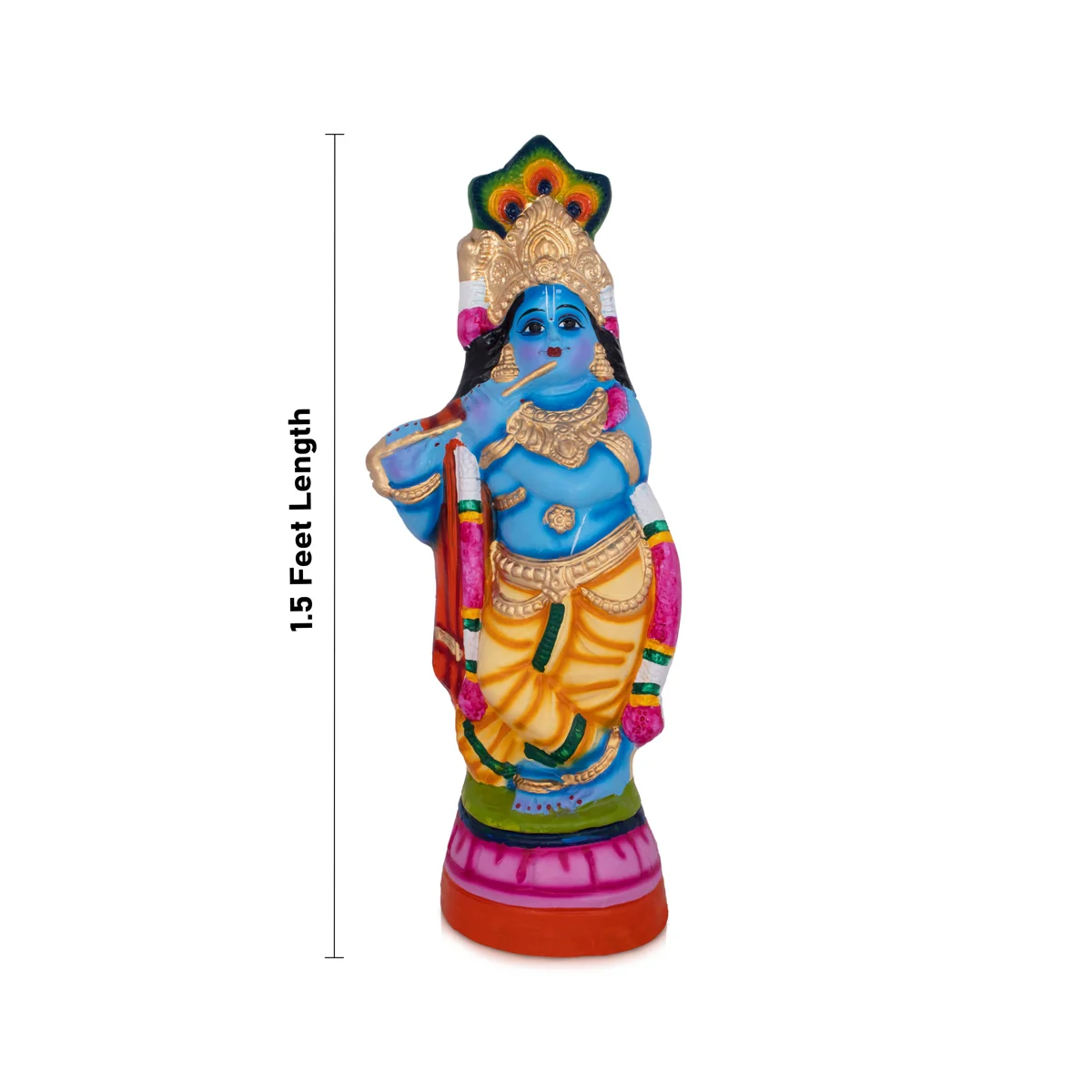 Flute Krishna Murti Paper Mache Golu Bommai- 18 X 7 Inches | Navaratri Golu Gombe/Giri Golu Doll/Navratri Decor - Image 4