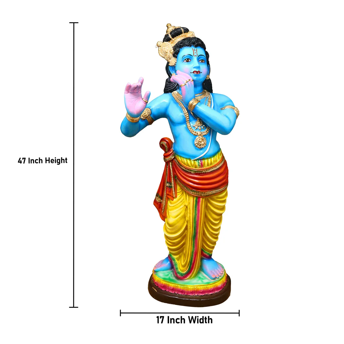 Flute Krishna Paper Mache Golu Bommai - 47 x 17 Inches | Giri Golu Doll/ Navaratri Golu Bomma/Gombe/Bommai - Image 5