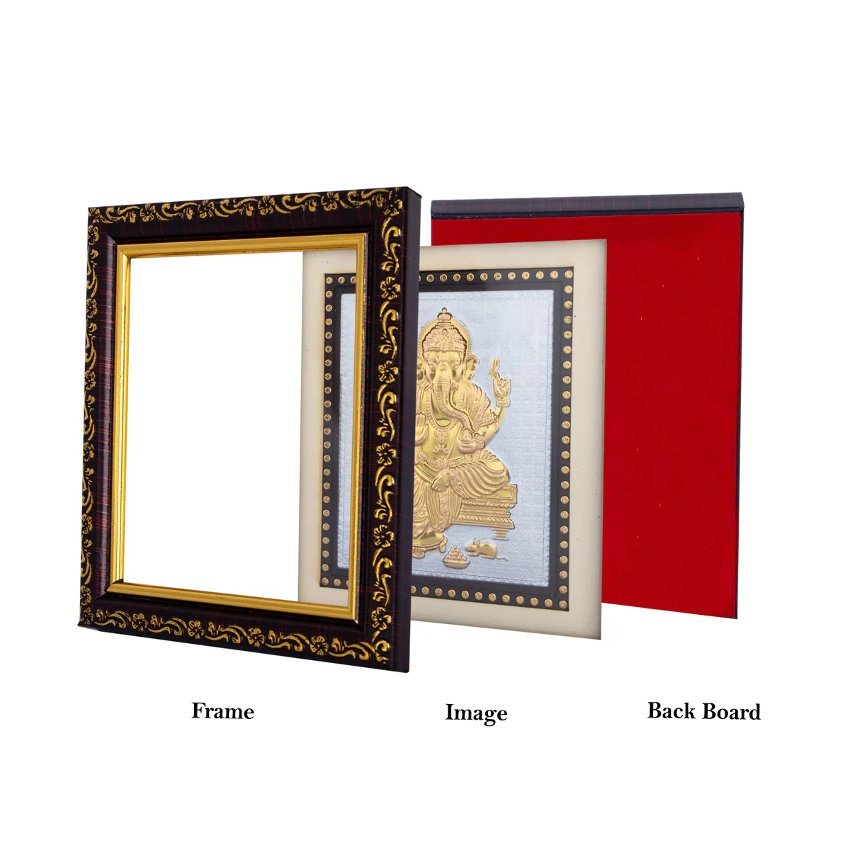 Ganesh Murti Design Photo Frame - 5 x 5 Inches | Gold Foil Wall Picture Frame For Home Decor And Gifting - Image 3