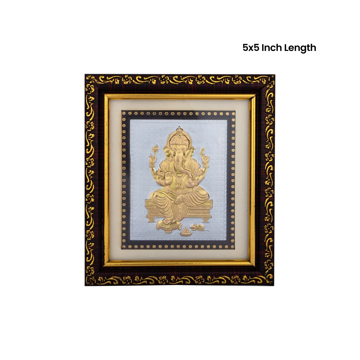 Ganesh Murti Design Photo Frame - 5 x 5 Inches | Gold Foil Wall Picture Frame For Home Decor And Gifting - Image 5
