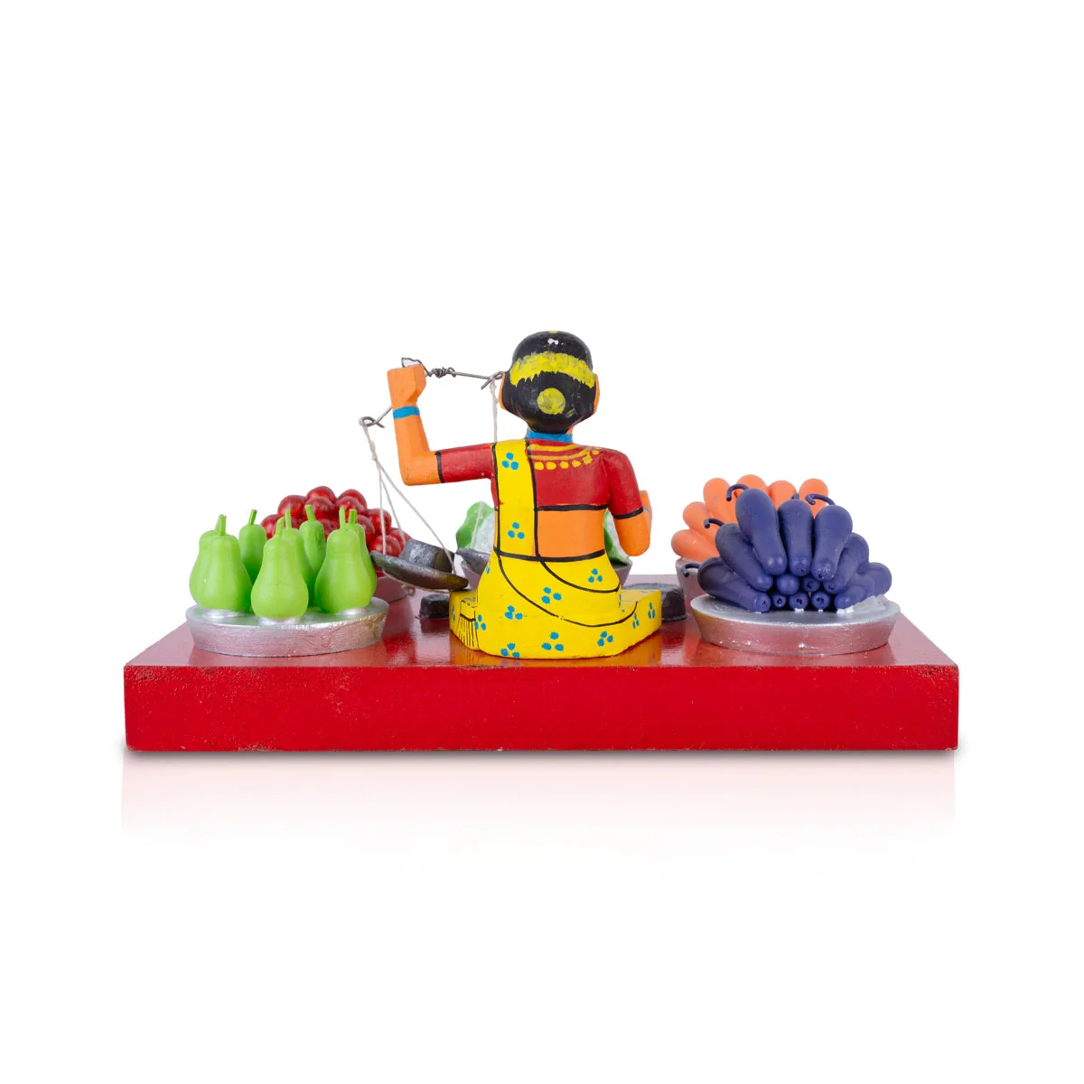 Fruit & Vegetable Seller Kondapalli Toy - 5 X 9.5 Inches | Handmade Showpiece/ Wooden Statue For Golu Display - Image 5