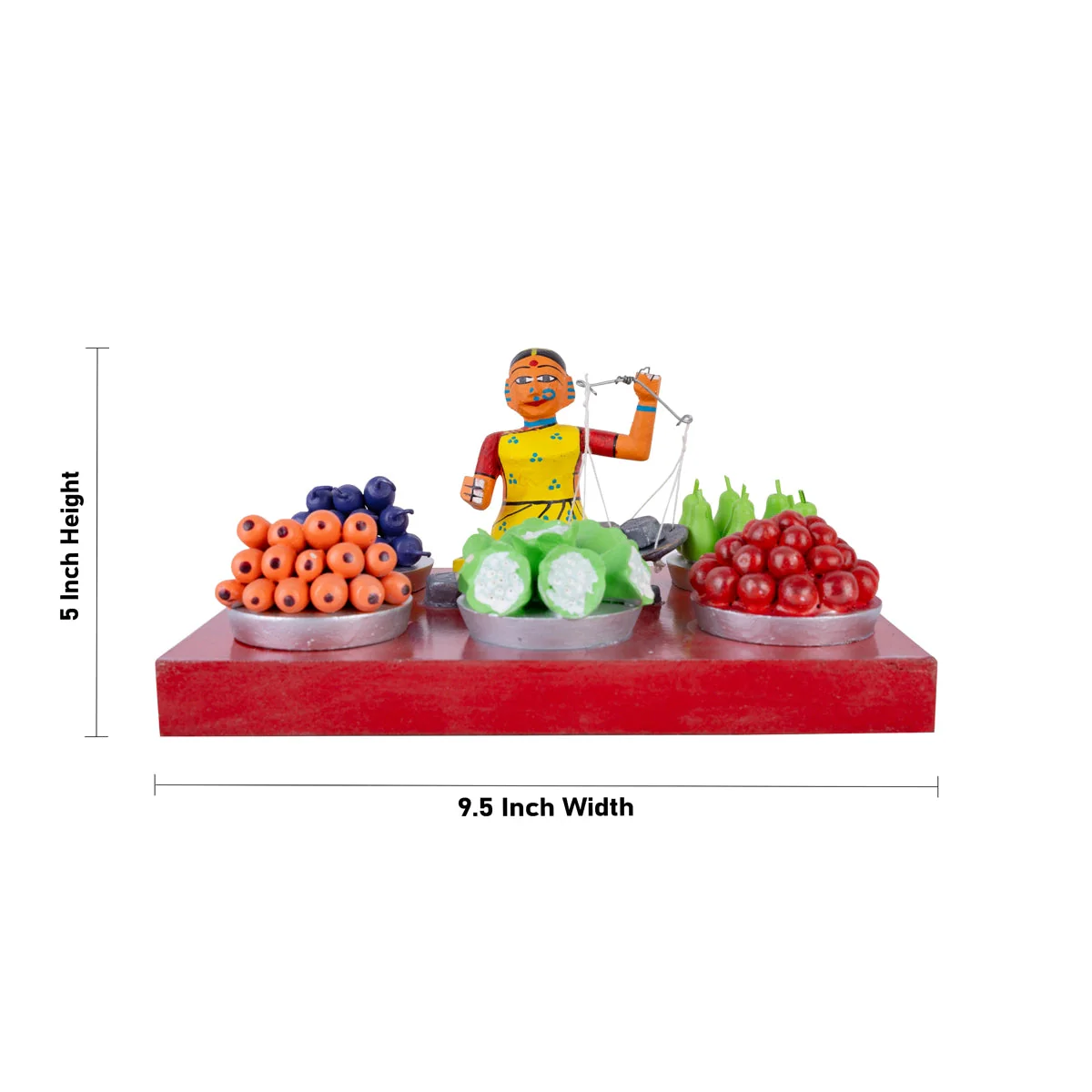 Fruit & Vegetable Seller Kondapalli Toy - 5 X 9.5 Inches | Handmade Showpiece/ Wooden Statue For Golu Display - Image 6