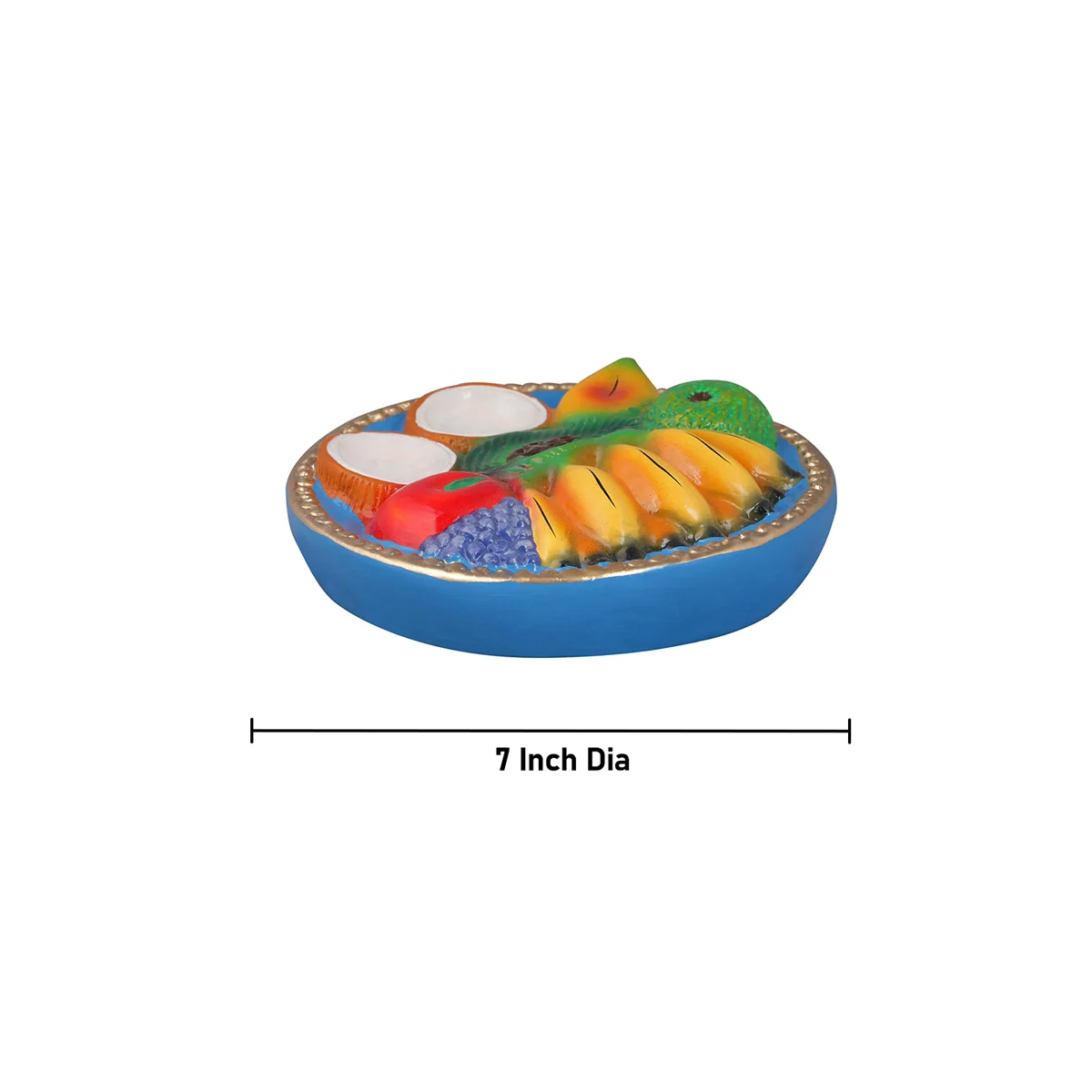 Fruits Plate Paper Mache Golu Bommai - 2 x 7 Inches | Giri Golu Doll/ Navaratri Golu Bomma/Gombe/Bommai - Image 3
