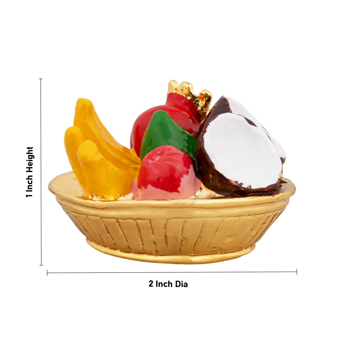 Artificial Fruits Basket - 1 x 2 Inches | Fake Fruit Basket/ Metal Gold Polish Artificial Fruits With Plate for Home - Image 4