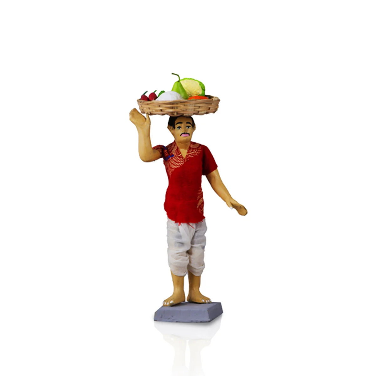 Fruits & Vegetable Seller Clay Golu Bommai - 8 Inches | Giri Golu Doll/ Navaratri Golu Bomma/Gombe/Bommai - Image 2