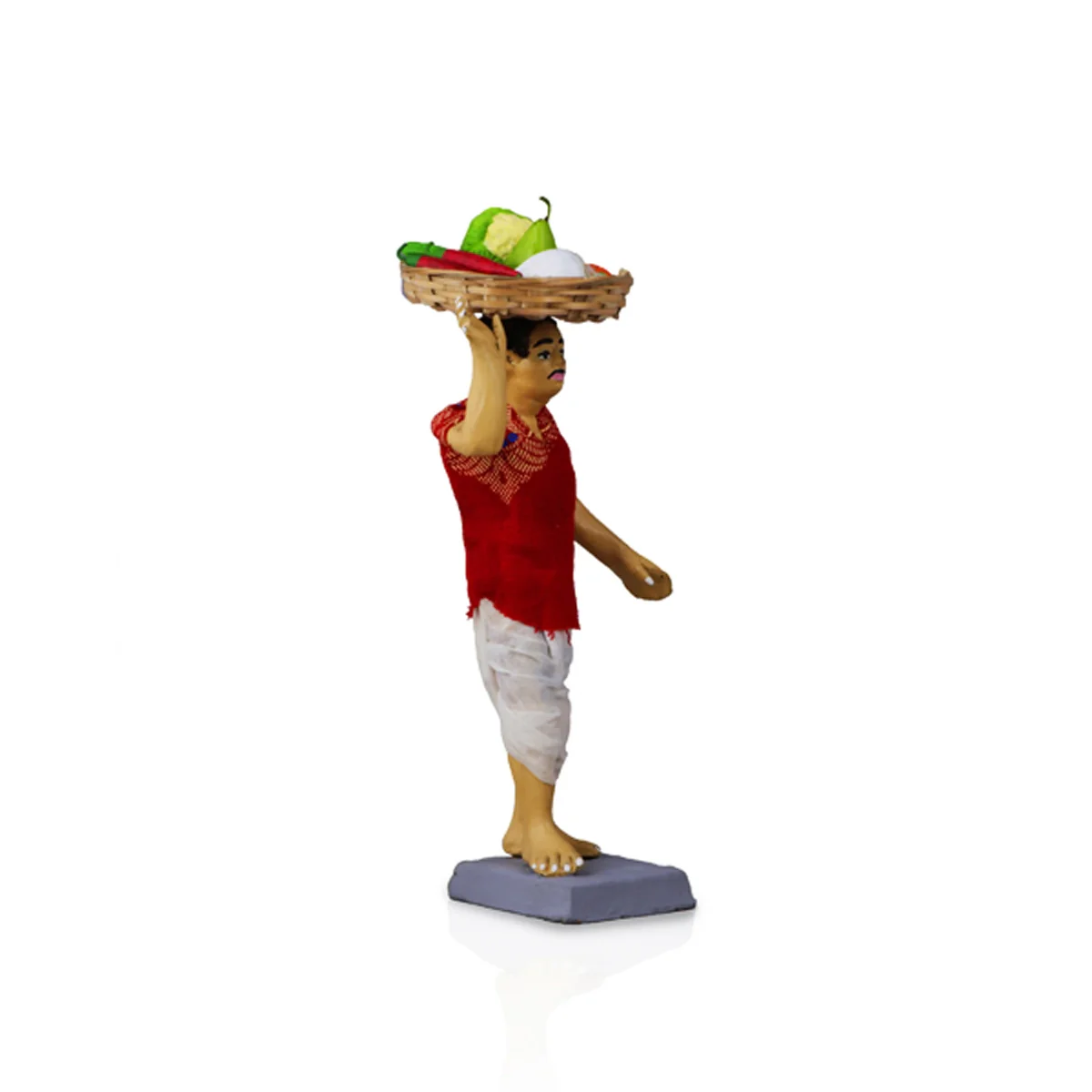 Fruits & Vegetable Seller Clay Golu Bommai - 8 Inches | Giri Golu Doll/ Navaratri Golu Bomma/Gombe/Bommai - Image 3