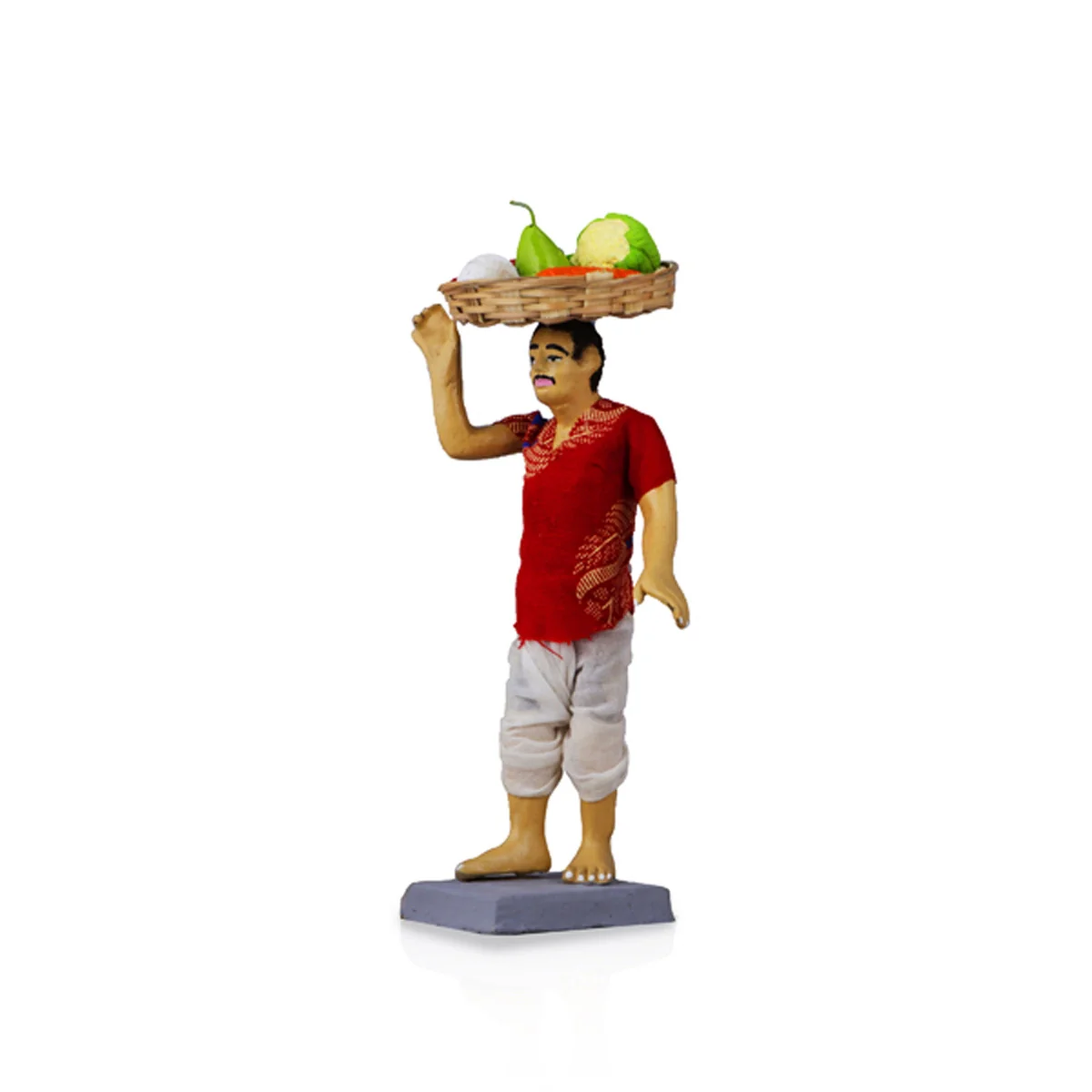 Fruits & Vegetable Seller Clay Golu Bommai - 8 Inches | Giri Golu Doll/ Navaratri Golu Bomma/Gombe/Bommai - Image 4