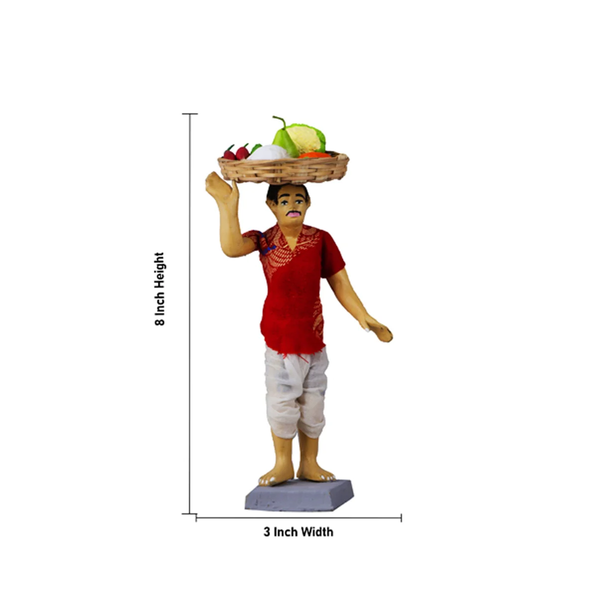 Fruits & Vegetable Seller Clay Golu Bommai - 8 Inches | Giri Golu Doll/ Navaratri Golu Bomma/Gombe/Bommai - Image 6