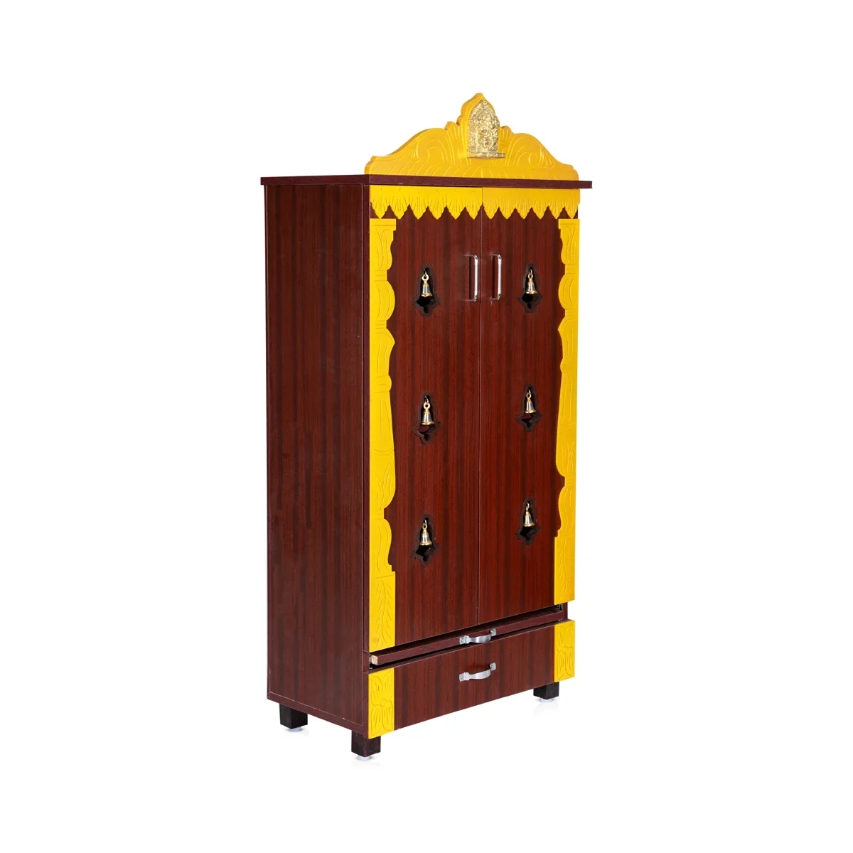 Pooja Mandir With Doors - 55 x 24 Inches | Bell With Leg Puja Mandapam/ Wooden Temple/ Puja Stand for Home - Image 3
