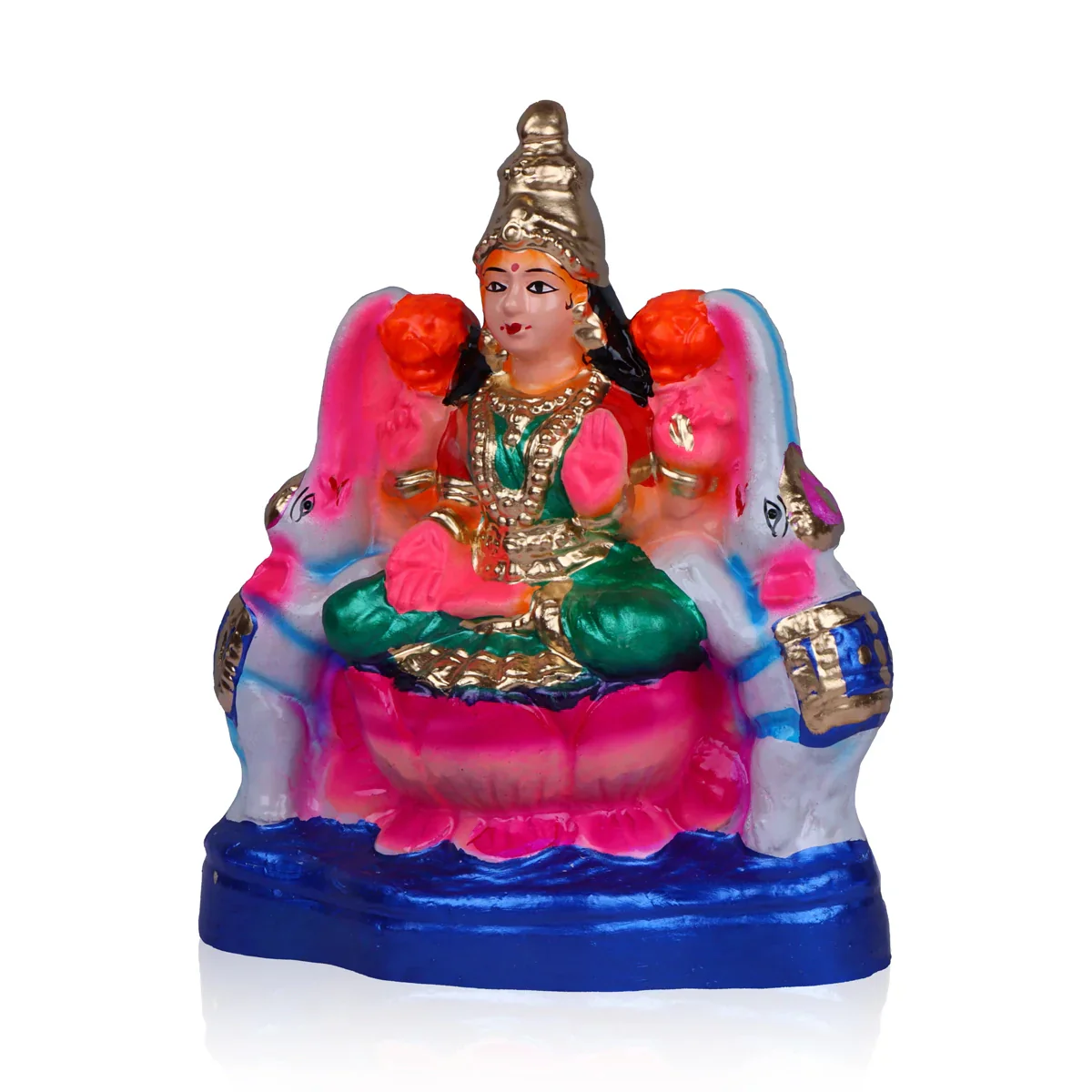 Gajalakshmi Clay Golu Bommai - 10 x 7.5 Inches | Giri Golu Doll/ Navaratri Golu Bomma/Gombe/Bommai - Image 3