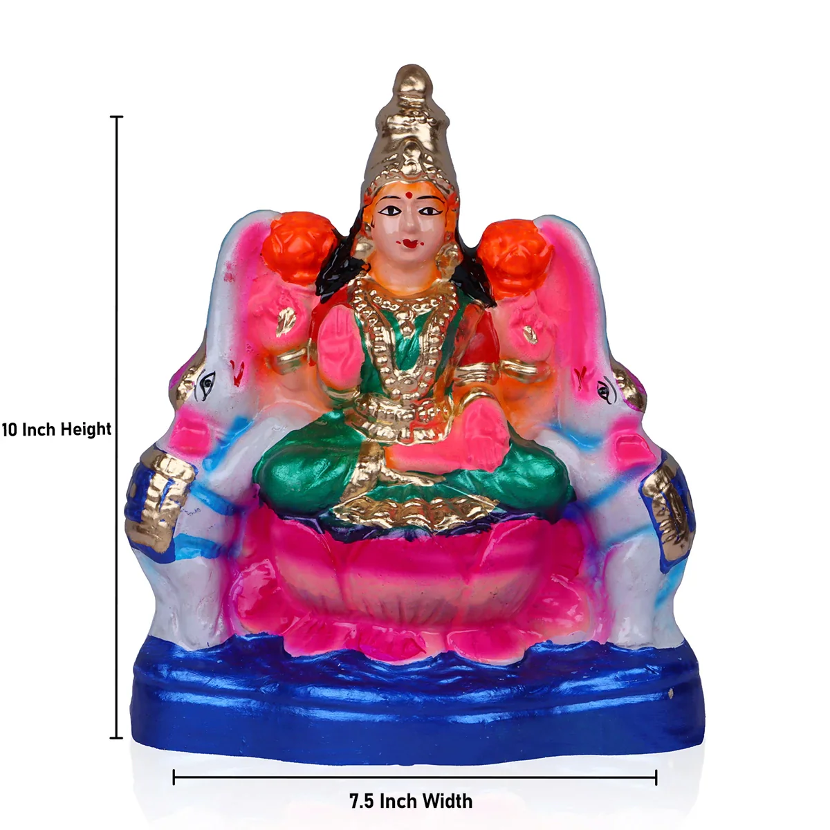 Gajalakshmi Clay Golu Bommai - 10 x 7.5 Inches | Giri Golu Doll/ Navaratri Golu Bomma/Gombe/Bommai - Image 5