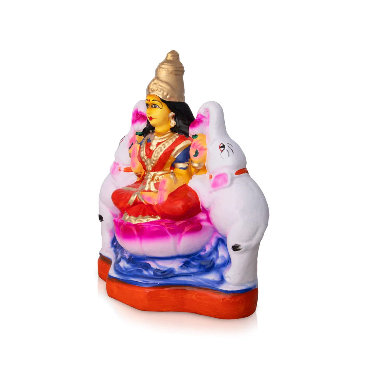 Gajalakshmi Idol Clay Golu Bommai - 9 X 7.5 Inches | Navaratri Golu Gombe/ Giri Golu Doll/ Navratri Decoration - Image 3