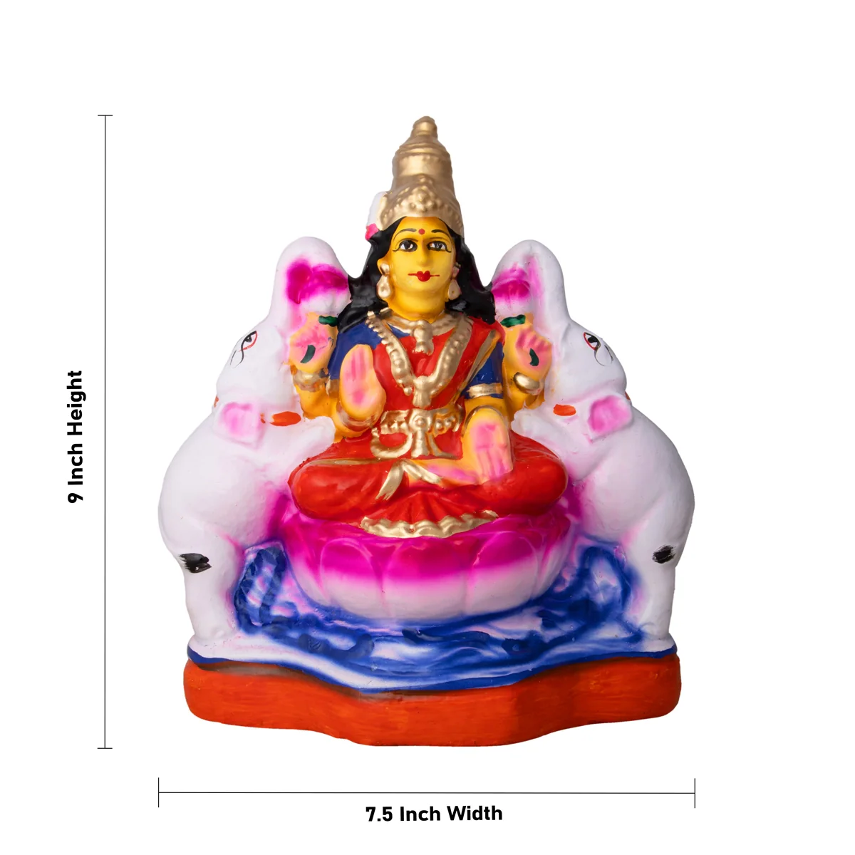 Gajalakshmi Idol Clay Golu Bommai - 9 X 7.5 Inches | Navaratri Golu Gombe/ Giri Golu Doll/ Navratri Decoration - Image 4