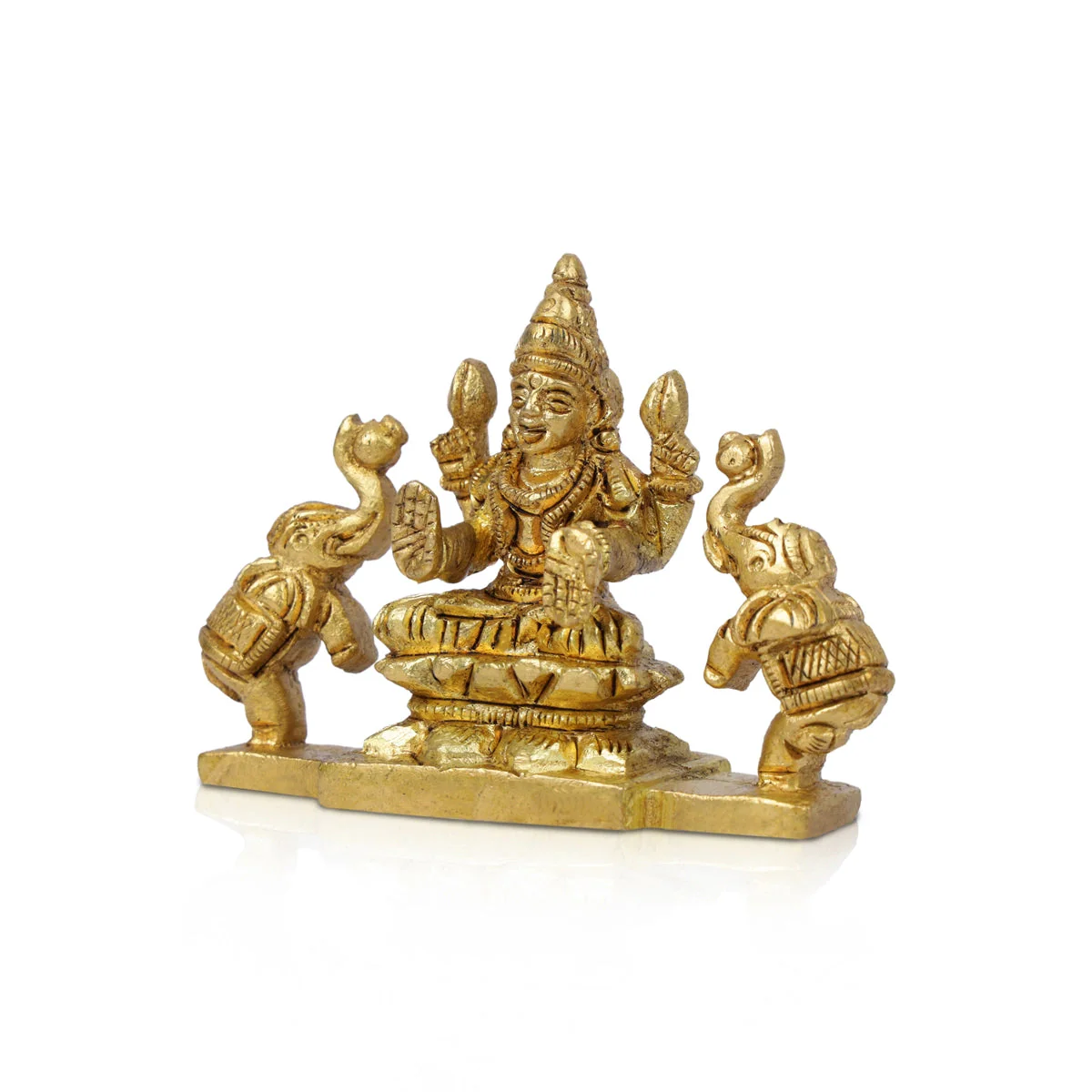 Gajalakshmi Idol With 2 Elephants- 2.25 x 2.75 Inches | Antique Brass Idol/Gajalaxmi Murti For Wealth Blessings - Image 3