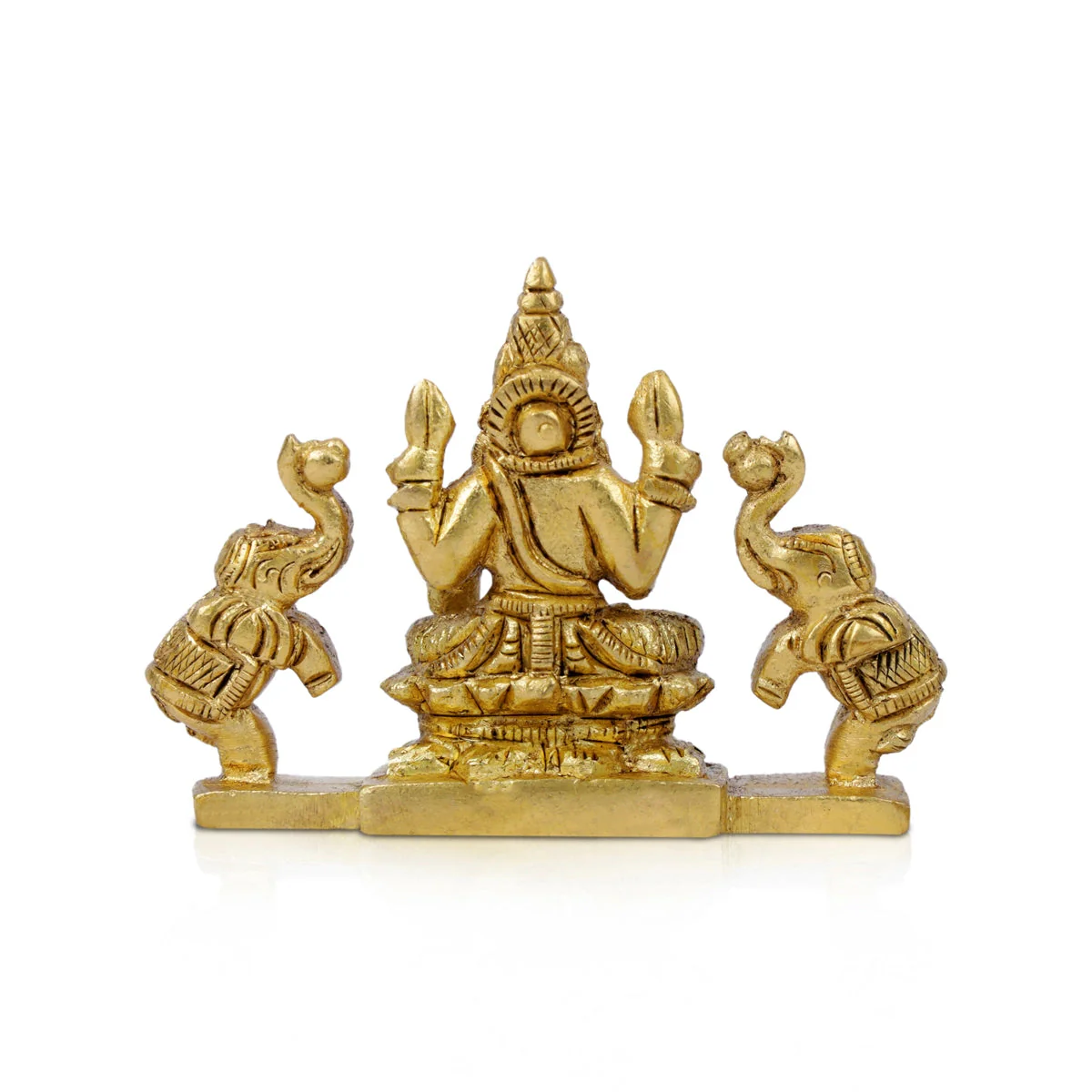 Gajalakshmi Idol With 2 Elephants- 2.25 x 2.75 Inches | Antique Brass Idol/Gajalaxmi Murti For Wealth Blessings - Image 5