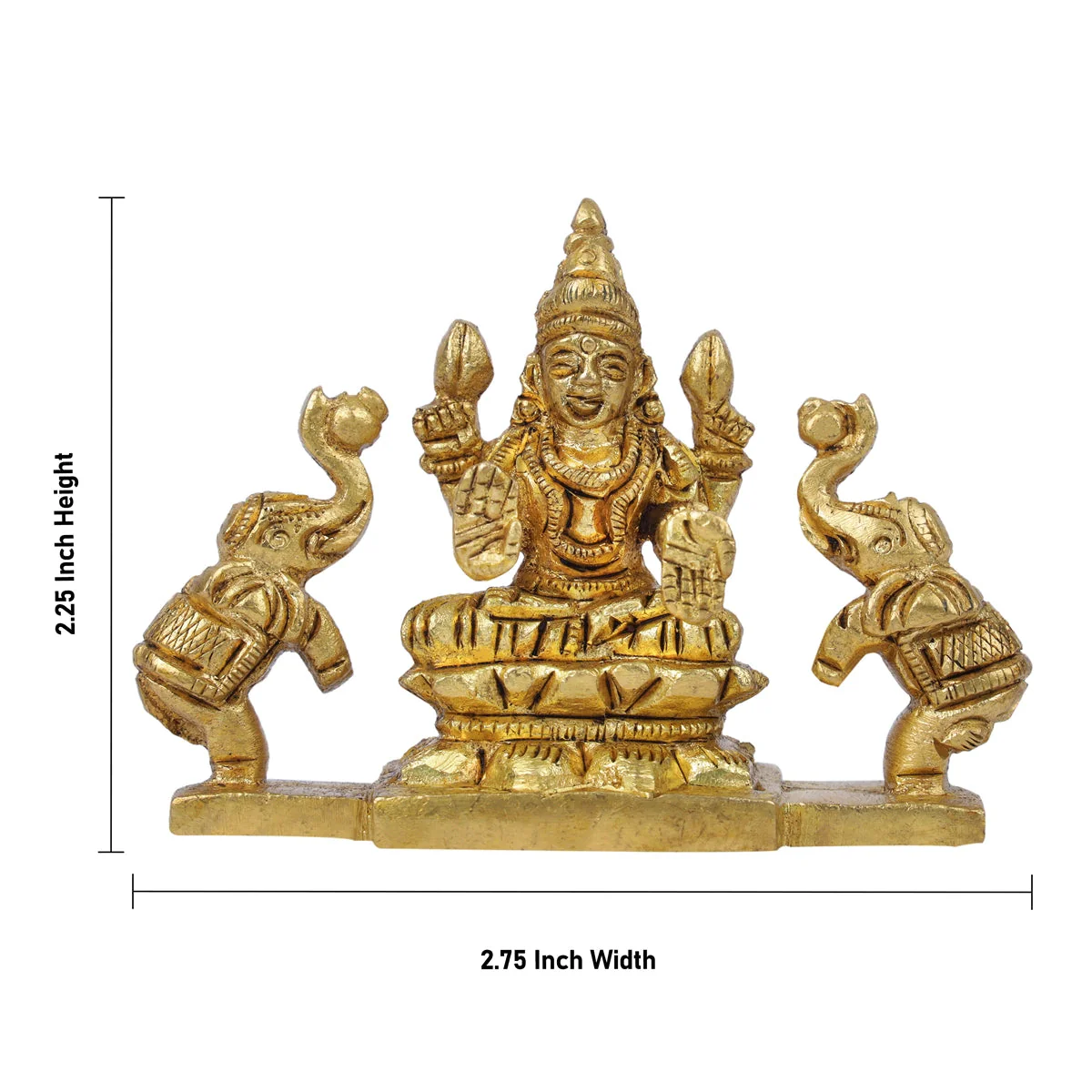 Gajalakshmi Idol With 2 Elephants- 2.25 x 2.75 Inches | Antique Brass Idol/Gajalaxmi Murti For Wealth Blessings - Image 6