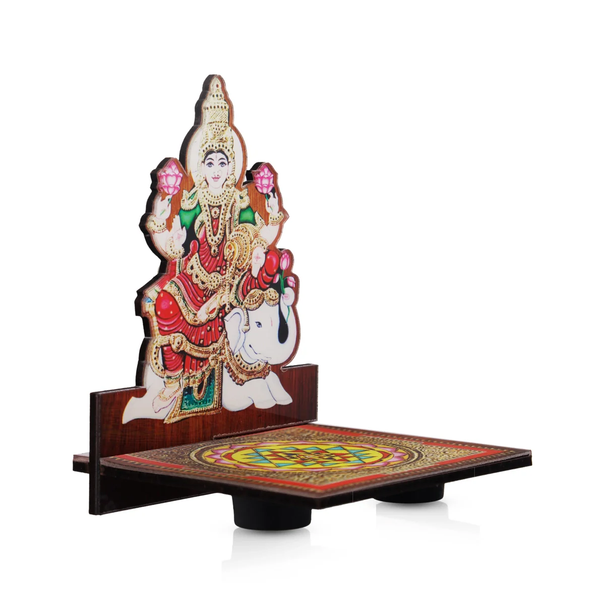 Sri Chakra Design Manai Palagai With Gajalakshmi Photo Frame - 4 x 3 Inches | Bajot With Picture Frame for Pooja - Image 4