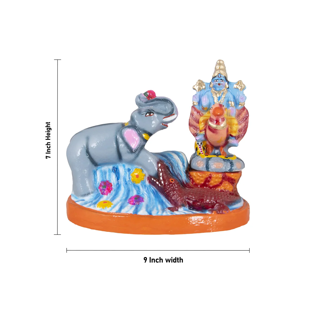 Gajendra Moksham Clay Golu Bommai Set - 7 x 9 Inches | Giri Golu Doll/ Navaratri Golu Bomma/Gombe/Bommai - Image 3