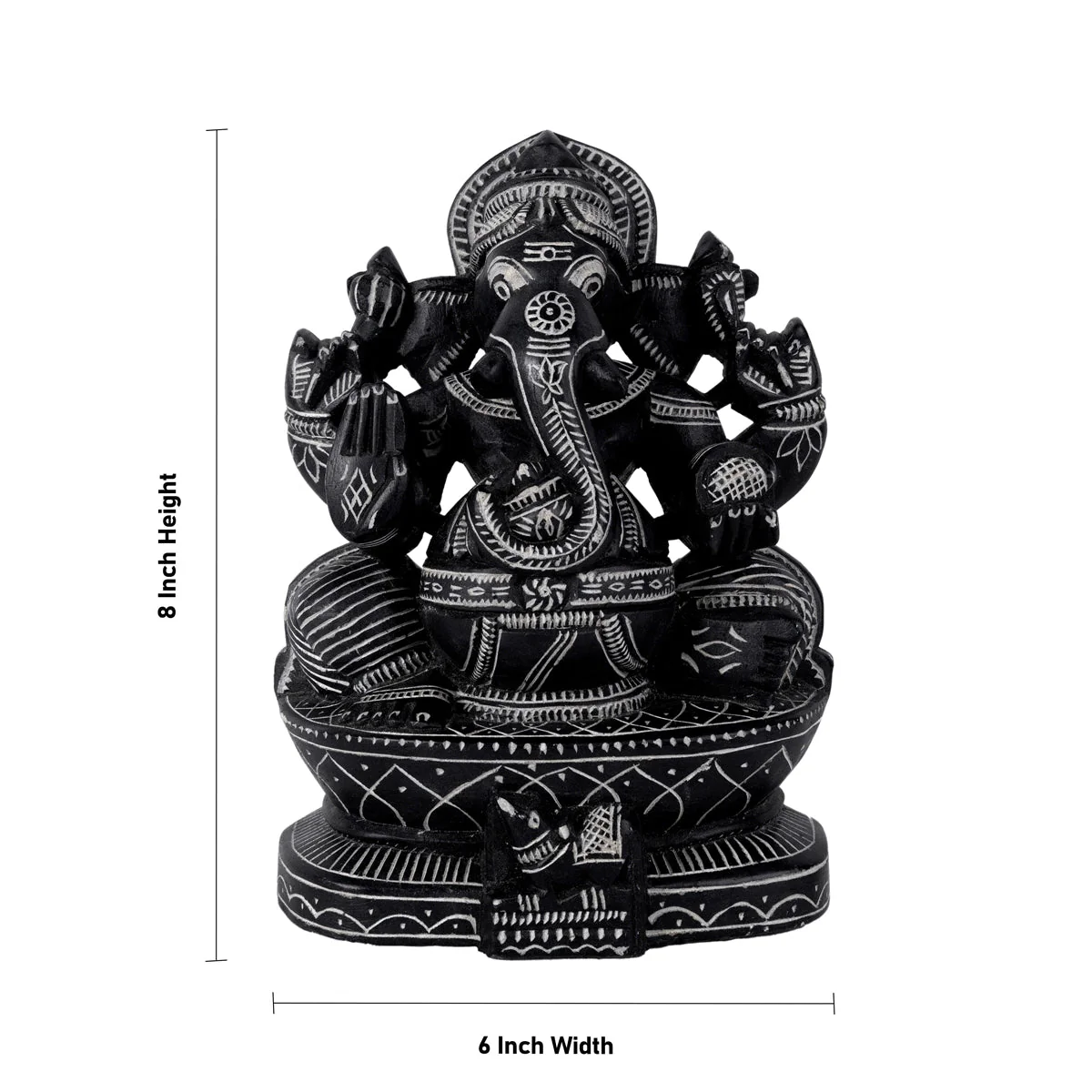 Ganapati Idol - 8 x 6 Inches | Vinayaka Statue/ Soft Stone Ganesha Statue for Pooja - Image 4