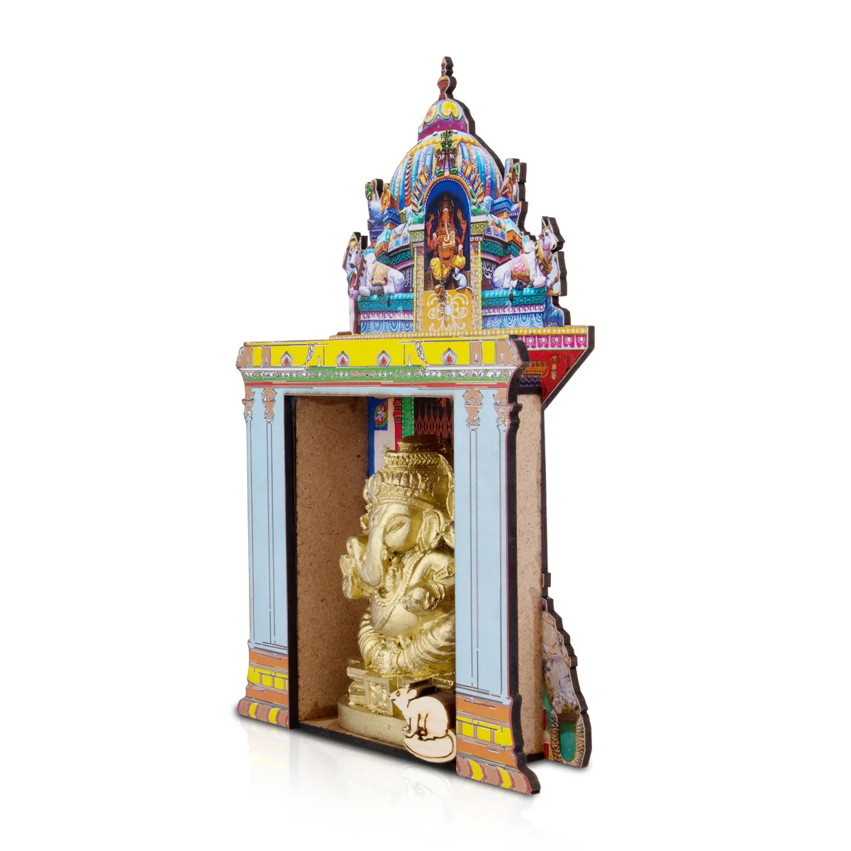 Ganesh Idol with Temple - 7 x 4.5 Inches | Vinayaka Idol/ Ganpati Murti Mandir for Pooja - Image 3
