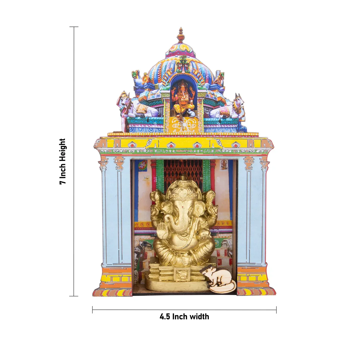 Ganesh Idol with Temple - 7 x 4.5 Inches | Vinayaka Idol/ Ganpati Murti Mandir for Pooja - Image 5