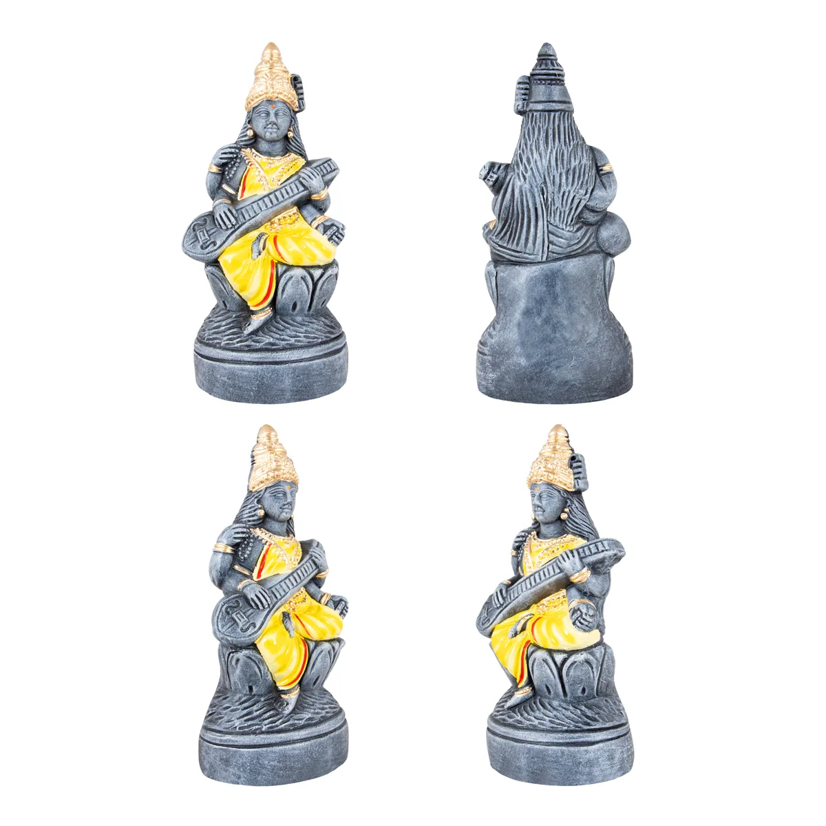 Ganesh Lakshmi Saraswati Clay Golu Bommai Set - 10 x 4.5 Inches | Giri Golu Doll/ Navaratri Golu Bomma/Gombe - Image 2