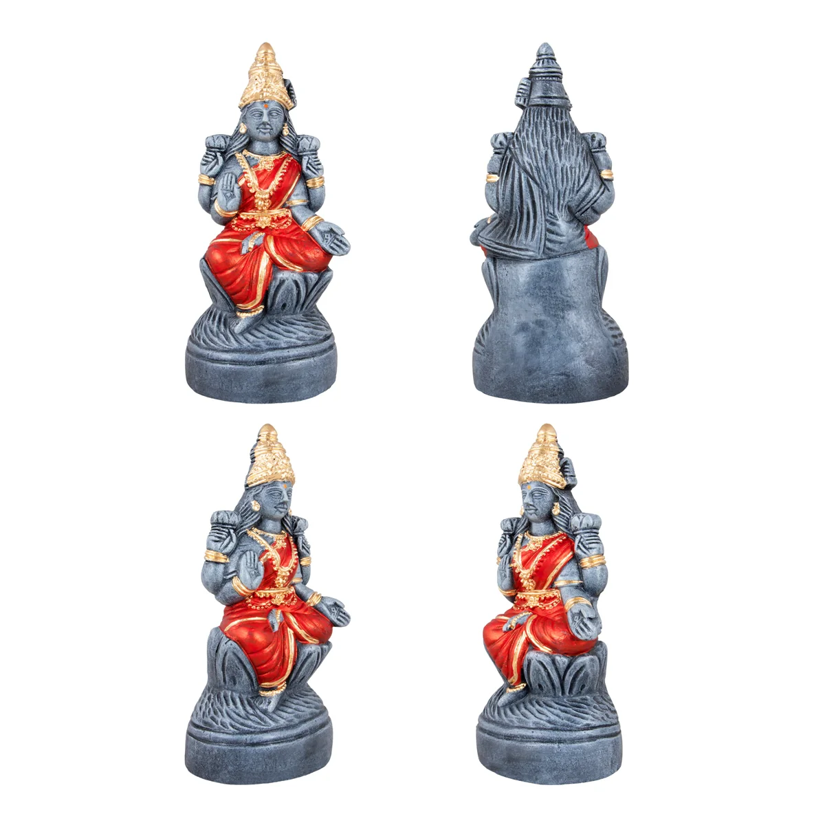 Ganesh Lakshmi Saraswati Clay Golu Bommai Set - 10 x 4.5 Inches | Giri Golu Doll/ Navaratri Golu Bomma/Gombe - Image 3