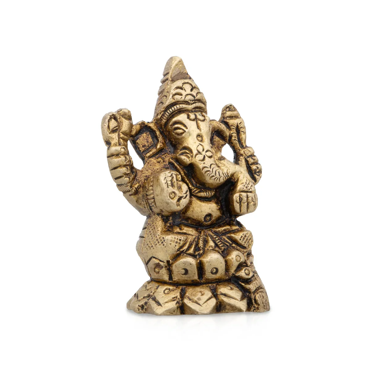 Ganesh Murti - 1.5 x 1 Inches | Antique Brass Statue/ Vinayagar Statue for Pooja/ 100 Gms Approx - Image 2
