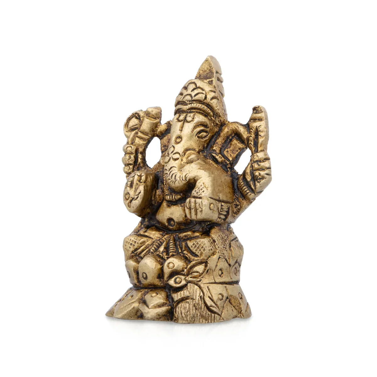 Ganesh Murti - 1.5 x 1 Inches | Antique Brass Statue/ Vinayagar Statue for Pooja/ 100 Gms Approx - Image 3