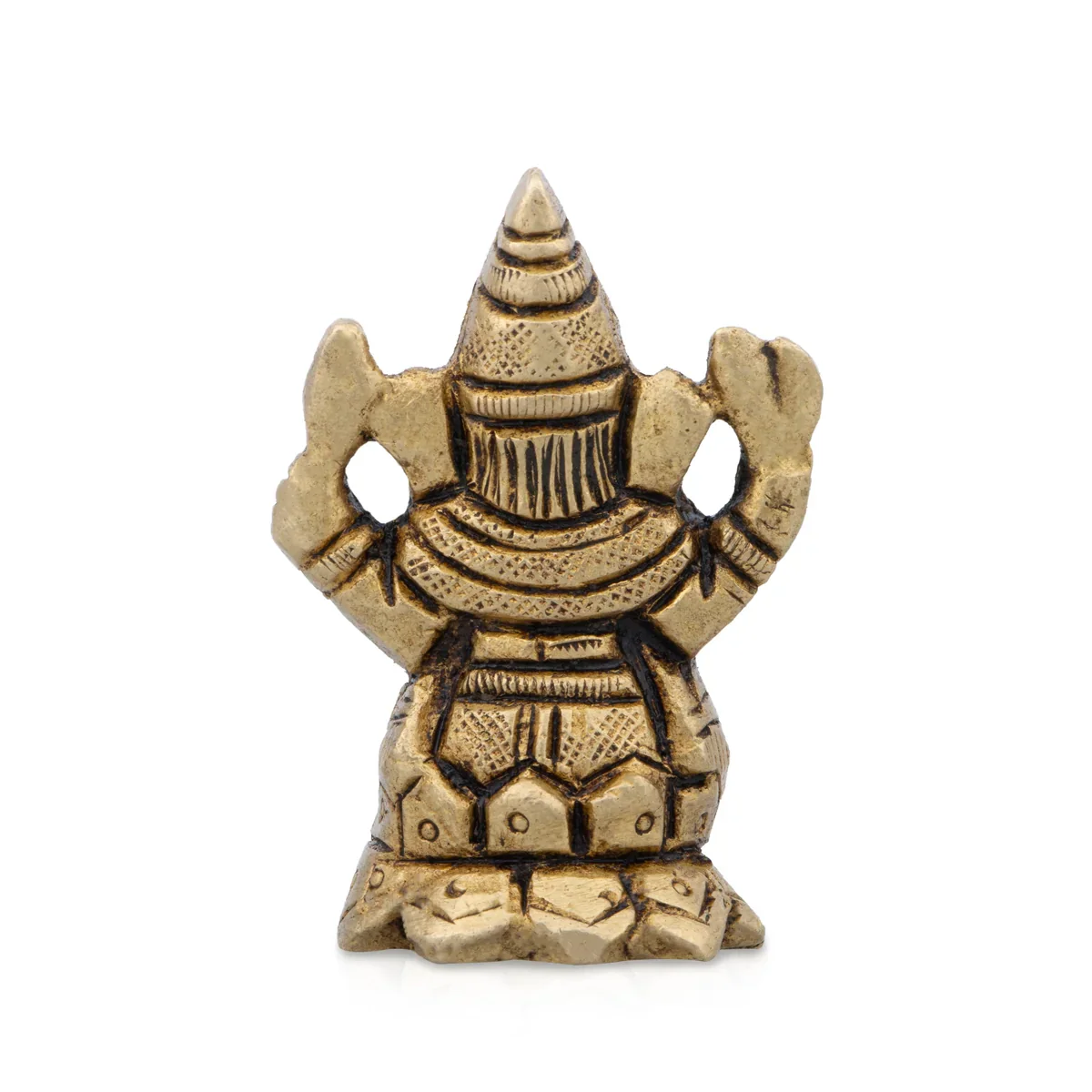 Ganesh Murti - 1.5 x 1 Inches | Antique Brass Statue/ Vinayagar Statue for Pooja/ 100 Gms Approx - Image 4