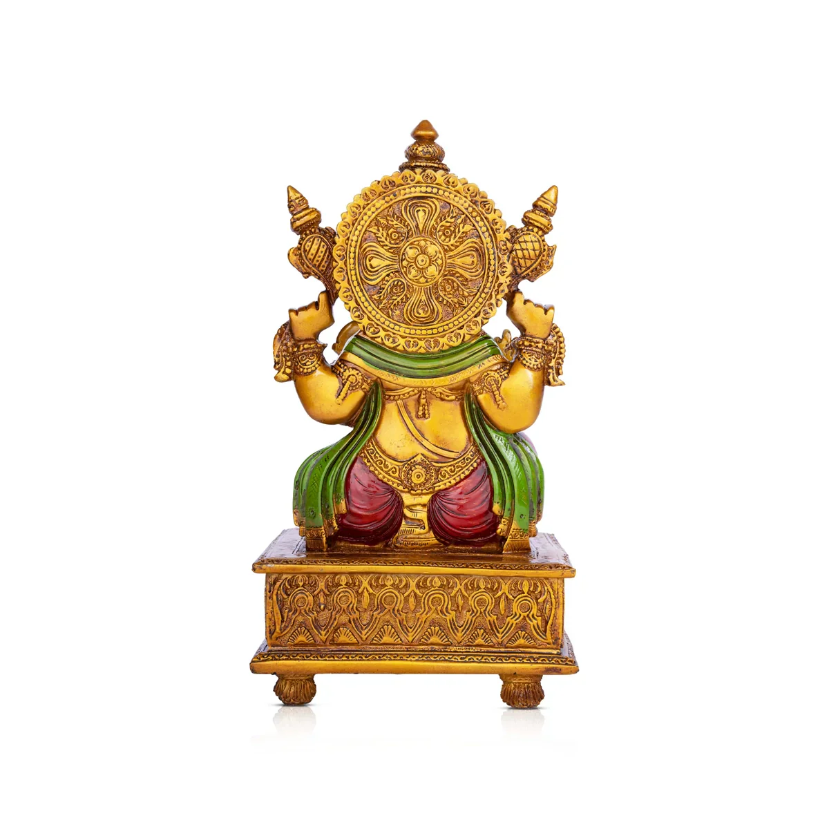 Ganesh Murti - 10.5 x 5.5 Inches | Vinayagar Idol/ Ganpati Murti Sitting On Simhasan/ Resin Statue for Pooja - Image 4