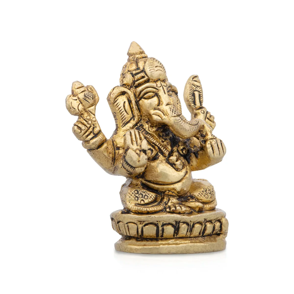 Ganesh Murti - 2.5 x 1.25 Inches | Antique Brass Statue/ Vinayagar Statue for Pooja/ 140 Gms Approx - Image 2