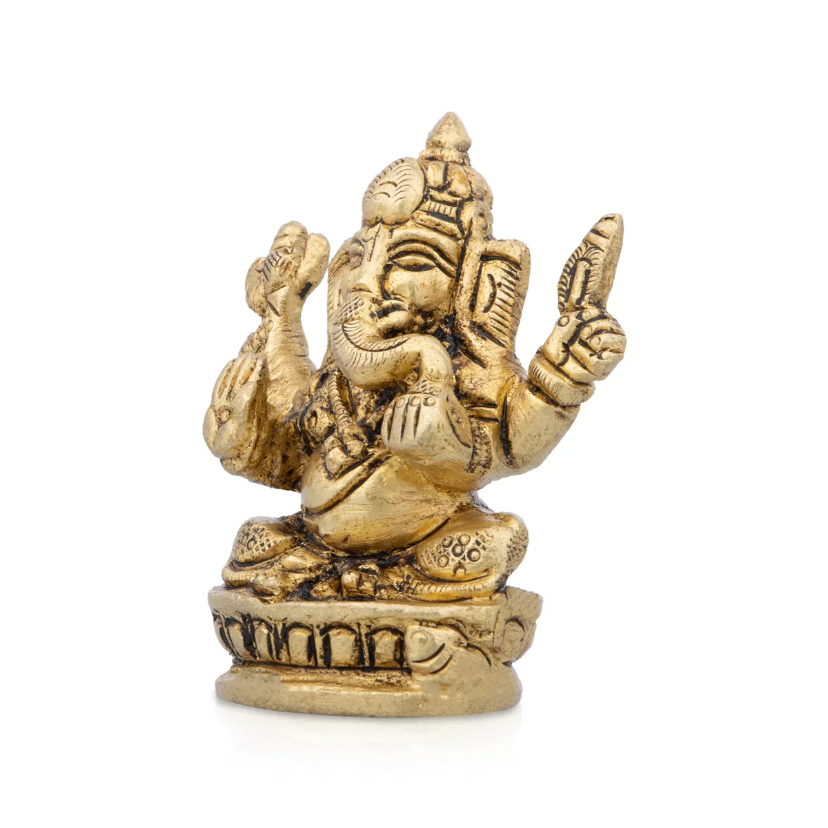 Ganesh Murti - 2.5 x 1.25 Inches | Antique Brass Statue/ Vinayagar Statue for Pooja/ 140 Gms Approx - Image 3