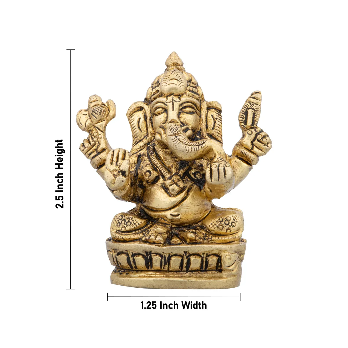 Ganesh Murti - 2.5 x 1.25 Inches | Antique Brass Statue/ Vinayagar Statue for Pooja/ 140 Gms Approx - Image 5