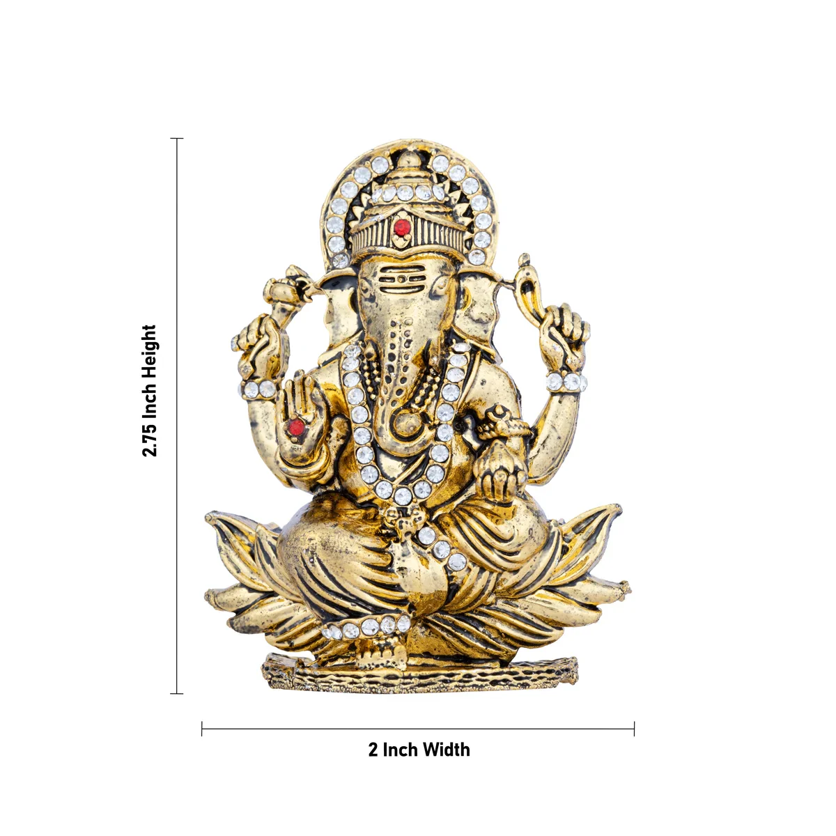 Ganesh Murti - 2.75 x 2 Inches | Stone Vinayaka Idol/ Gold Polish Ganpati Murti for Pooja - Image 4