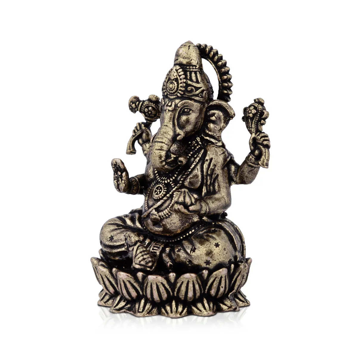 Ganesh Murti - 2 x 1.5 Inches | Brass Idol/ Vinayaka Idol Sitting On Lotus for Pooja - Image 2