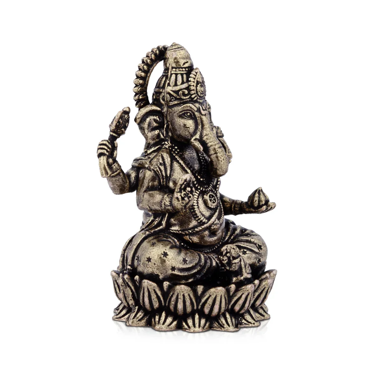 Ganesh Murti - 2 x 1.5 Inches | Brass Idol/ Vinayaka Idol Sitting On Lotus for Pooja - Image 3