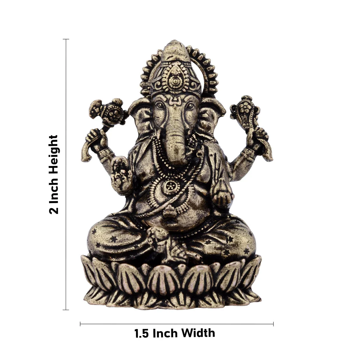 Ganesh Murti - 2 x 1.5 Inches | Brass Idol/ Vinayaka Idol Sitting On Lotus for Pooja - Image 4